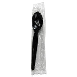 Heavyweight Wrapped Polystyrene Cutlery, Teaspoon, Black, 1,000-carton