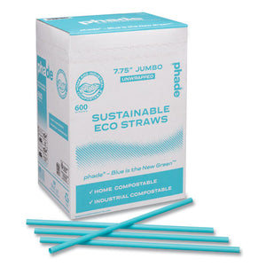 Marine Biodegradable Straws, 7.75", Ocean Blue, 6,000/carton