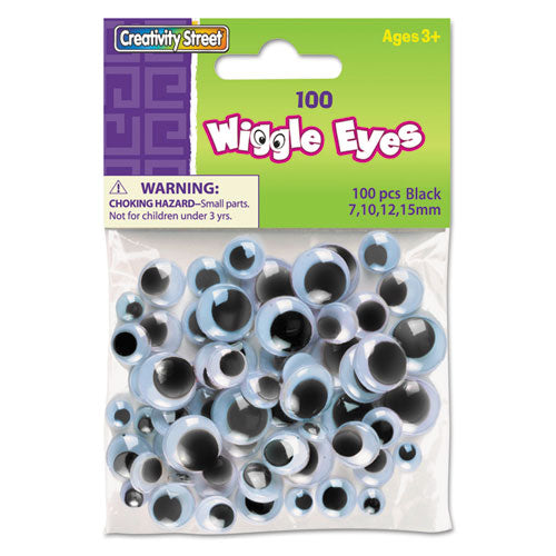 Wiggle Eyes Assortment, Assorted Sizes, Black, 100-pack