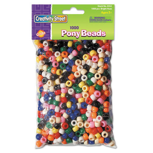 Pony Beads, Plastic, 6 Mm X 9 Mm, Assorted Colors, 1,000-set