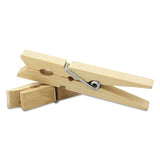 Wood Spring Clothespins, 3.38 Length, 50 Clothespins-pack