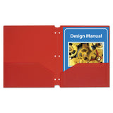 Two-pocket Heavyweight Poly Portfolio Folder, 3-hole Punch, Letter, Red, 25-box
