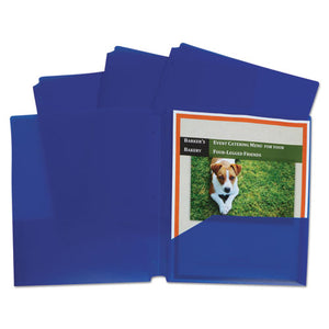 Two-pocket Heavyweight Poly Portfolio Folder, 3-hole Punch, Letter, Blue, 25-box