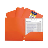 Two-pocket Heavyweight Poly Portfolio Folder, 3-hole Punch, 11 X 8.5, Orange, 25-box