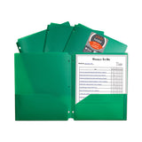 Two-pocket Heavyweight Poly Portfolio Folder, 3-hole Punch, 11 X 8.5, Green, 25-box