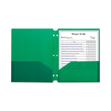 Two-pocket Heavyweight Poly Portfolio Folder, 3-hole Punch, 11 X 8.5, Green, 25-box
