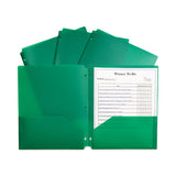 Two-pocket Heavyweight Poly Portfolio Folder, 3-hole Punch, 11 X 8.5, Green, 25-box