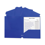 Two-pocket Heavyweight Poly Portfolio Folder, 3-hole Punch, 11 X 8.5, Blue, 25-box