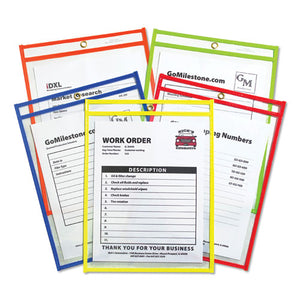 Stitched Shop Ticket Holders, Neon, Assorted 5 Colors, 75", 9 X 12, 25-bx