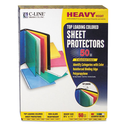 Colored Polypropylene Sheet Protectors, Assorted Colors, 2