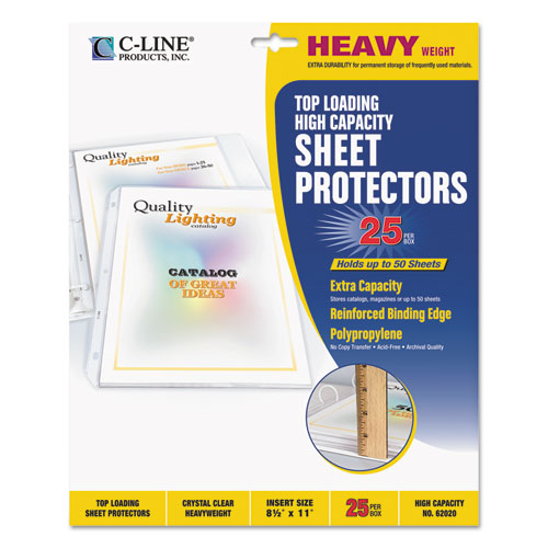 High Capacity Polypropylene Sheet Protectors, Clear, 50