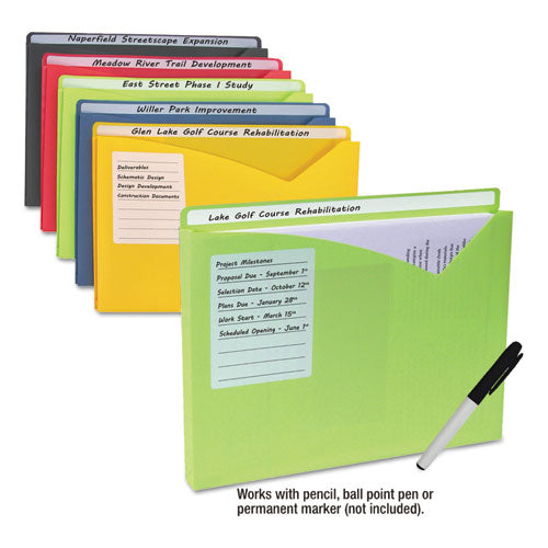 Write-on Poly File Jackets, Straight Tab, Letter Size, Assorted Colors, 10-pack