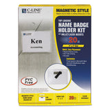 Magnetic Name Badge Holder Kit, Horizontal, 4w X 3h, Clear, 20-box