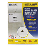 Name Badge Kits, Top Load, 4 X 3, Clear, Combo Clip-pin, 50-box