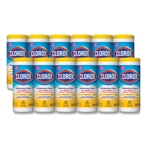 Disinfecting Wipes, 7 X 8, Crisp Lemon, 35-canister, 12-carton