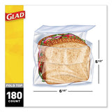 Fold-top Sandwich Bags, 6.5" X 5.5", Clear, 180-box, 12 Boxes-carton