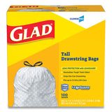 Tall Kitchen Drawstring Trash Bags, 13 Gal, 0.72 Mil, 23.75" X 24.88", White, 240/carton