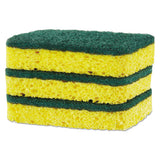 Heavy Duty Scrubber Sponge, 2.5 X 4.5, 0.9" Thick, Yellow-green, 3-pack, 24 Packs-carton