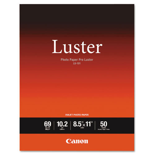 Pro Luster Inkjet Photo Paper, 10.2 Mil, 8.5 X 11, Luster White, 50-pack