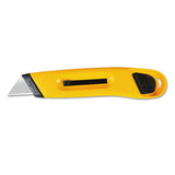 Plastic Utility Knife With Retractable Blade And Snap Closure, Yellow