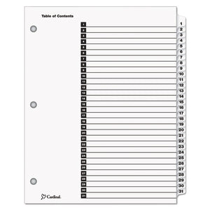 Onestep Printable Table Of Contents And Dividers, 31-tab, 1 To 31, 11 X 8.5, White, 1 Set