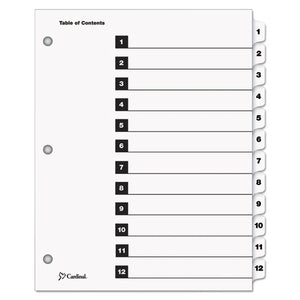 Onestep Printable Table Of Contents And Dividers, 12-tab, 1 To 12, 11 X 8.5, White, 1 Set