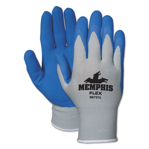 Memphis Flex Seamless Nylon Knit Gloves, Large, Blue-gray, Dozen