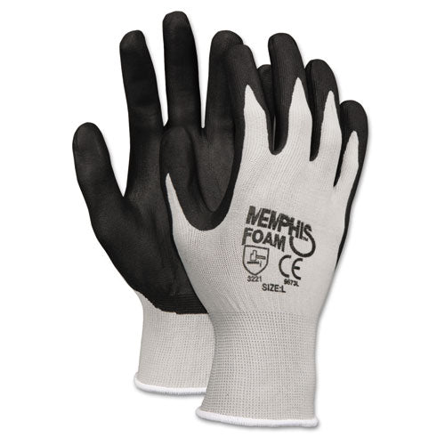 Economy Foam Nitrile Gloves, Large, Gray-black, 12 Pairs
