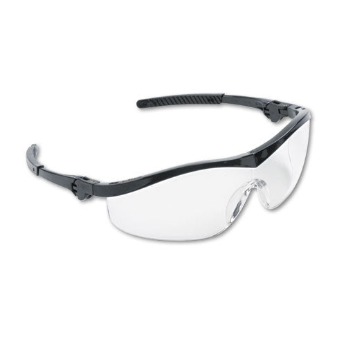 Storm Wraparound Safety Glasses, Black Nylon Frame, Clear Lens, 12-box