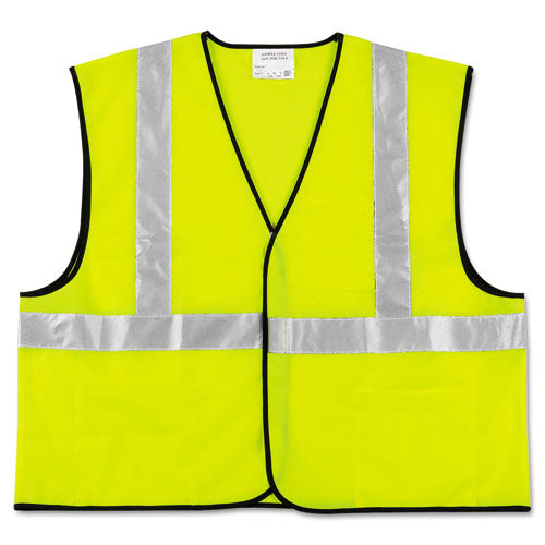 Class 2 Safety Vest, Fluorescent Lime W-silver Stripe, Polyester, X-large