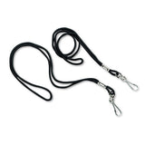 Lanyard, J-hook Style, 20" Long, Black, 12-pack