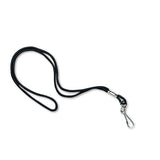 Lanyard, J-hook Style, 20" Long, Black, 12-pack