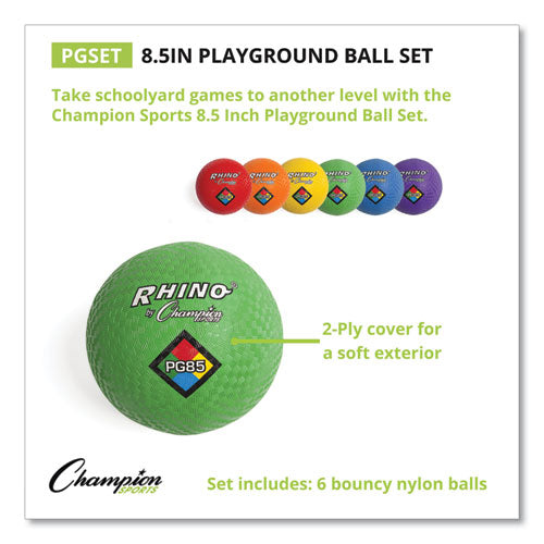 Playground Ball Set, Nylon, Assorted Colors, 6-set