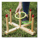 Ring Toss Set, Plastic-wood, Assorted Colors, 4 Rings-5 Pegs-set