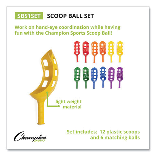 Scoop Ball Set, Plastic, Assorted Colors, 2 Scoops-1 Ball Per Set, 6 Sets