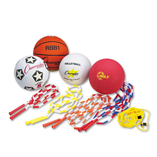 Physical Education Kit W-seven Balls, 14 Jump Ropes, Assorted Colors