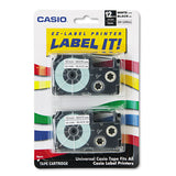 Tape Cassettes For Kl Label Makers, 0.75" X 26 Ft, Black On Yellow, 2-pack