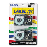 Tape Cassettes For Kl Label Makers, 0.37" X 26 Ft, Black On White, 2-pack