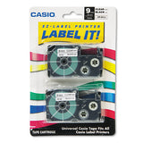 Tape Cassettes For Kl Label Makers, 0.37" X 26 Ft, Black On Clear, 2-pack