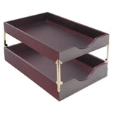 Hardwood Stackable Desk Trays, 1 Section, Legal Size Files, 10.25" X 15.25" X 2.5", Mahogany
