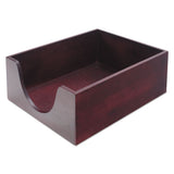 Double-deep Hardwood Stackable Desk Trays, 1 Section, Letter Size Files, 10.13" X 12.63" X 5", Mahogany