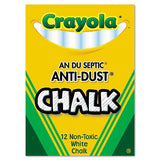 Nontoxic Anti-dust Chalk, White, 12 Sticks-box