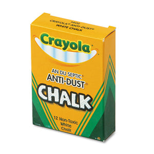 Nontoxic Anti-dust Chalk, White, 12 Sticks-box