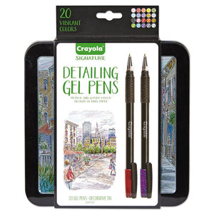 Detailing Stick Gel Pen, Medium 1mm, Assorted Ink, Black Barrel, 20-set