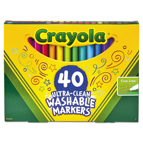 Ultra-clean Washable Markers, Fine Bullet Tip, Classic Colors, 40-set