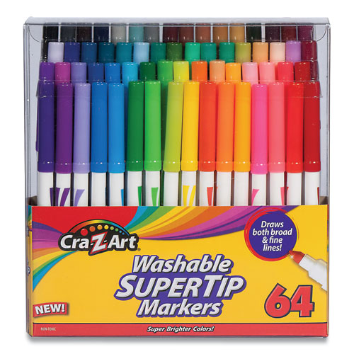 Washable Supertip Markers, Broad-fine Bullet Tip, Assorted Colors, 64-set
