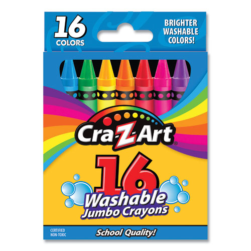 Washable Jumbo Crayons, 16 Assorted Colors, 16-pack