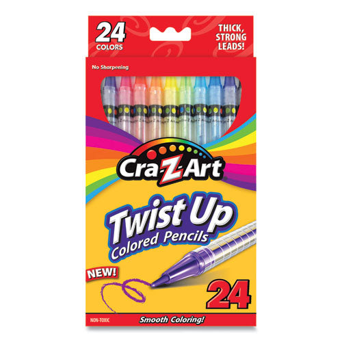 Twist Up Colored Pencils, 24 Assorted Lead Colors, Clear Barrel, 24-set