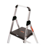 Aluminum Step Stool Ladder, 2-step, 225 Lb Capacity, 18.5w X 23.5 Spread X 38.5h, Silver