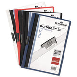 Vinyl Duraclip Report Cover W-clip, Letter, Holds 30 Pages, Clear-black, 25-box